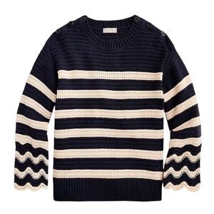 J. Crew - Textured Crewneck Pullover Stripped Nautical Sweater Sz S